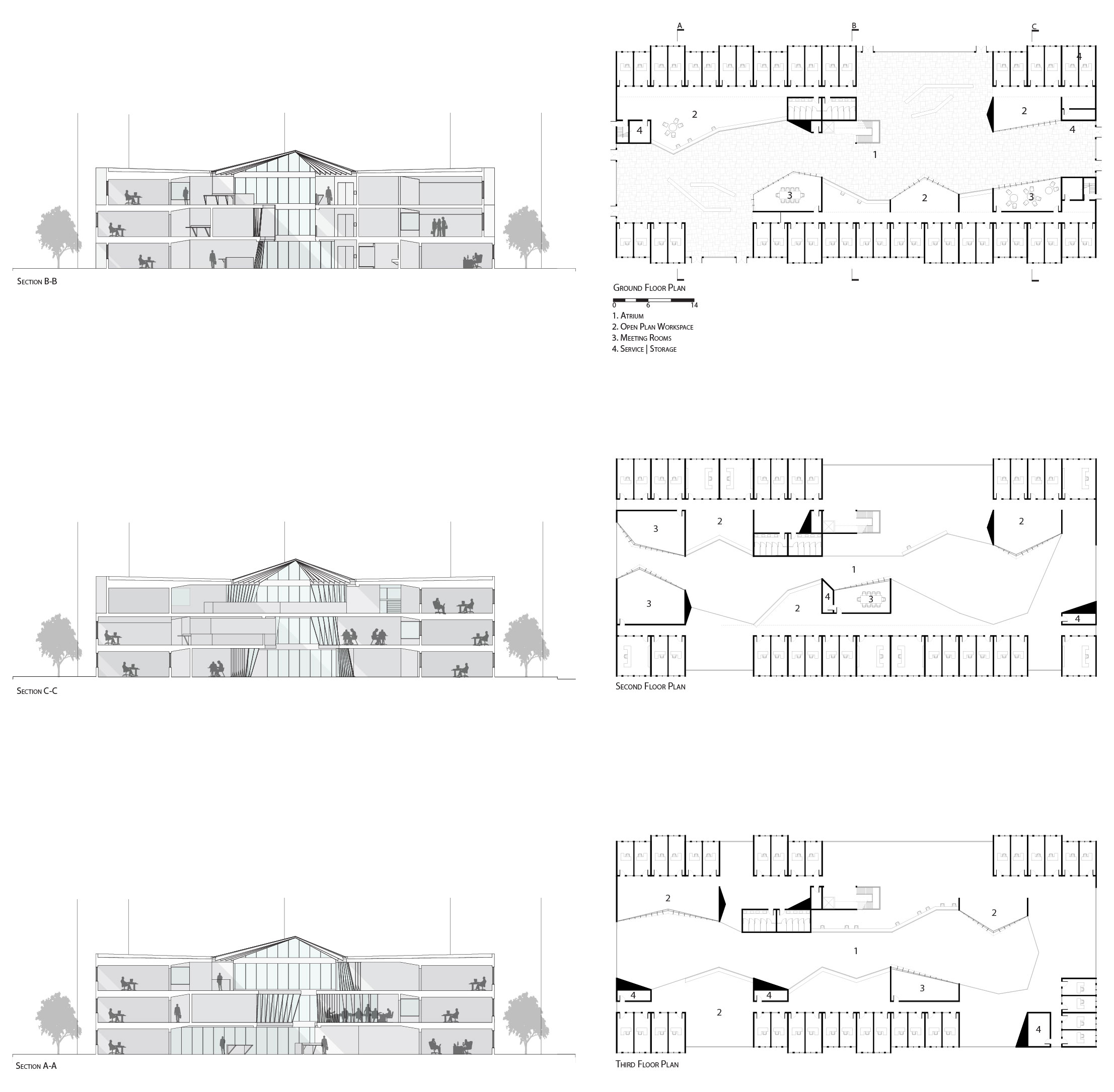 plans and sections side by side